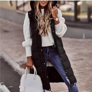 Black sleeveless puffer vest